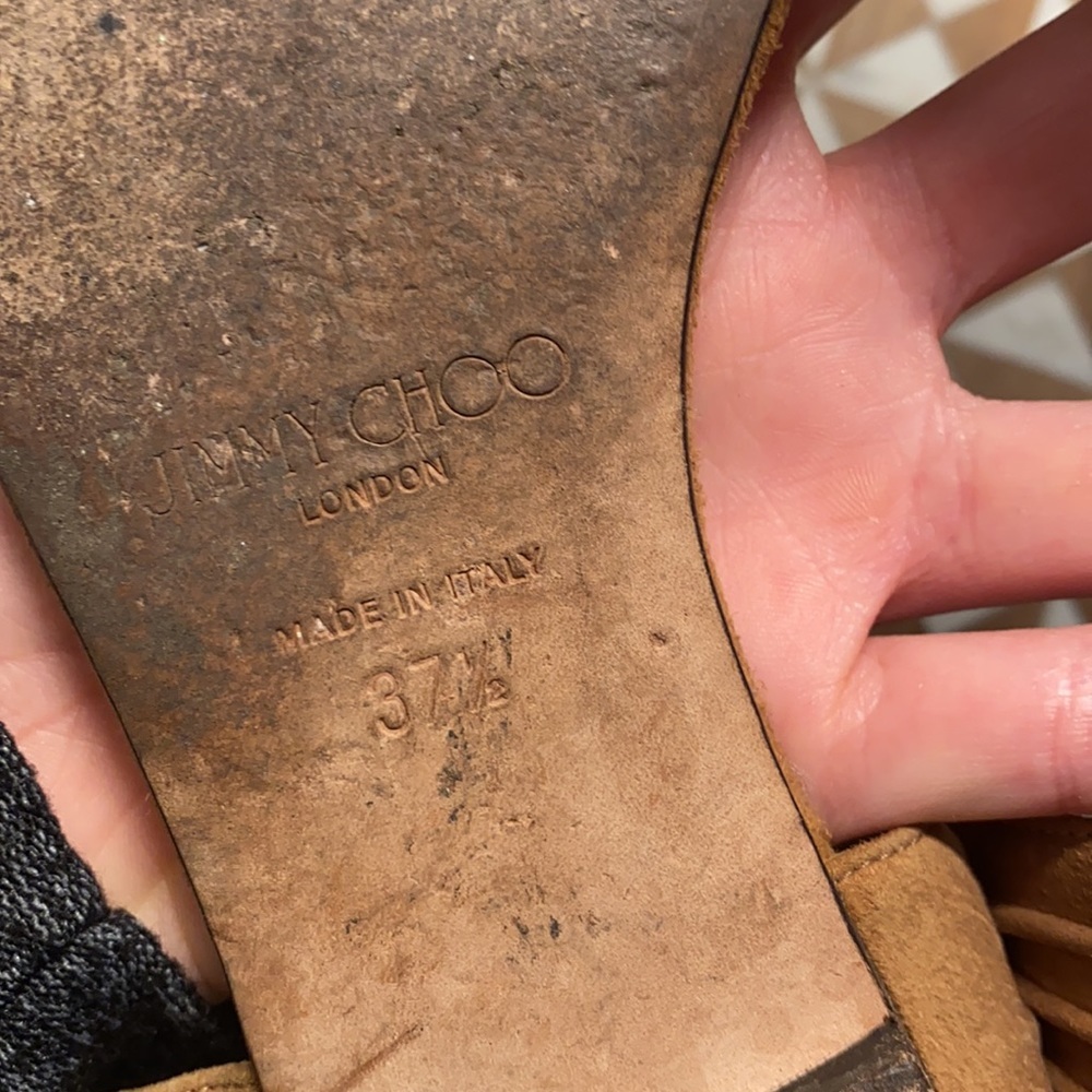 Jimmy Choo Kora Suede Ankle-Wrap Flat Sandals, Canyon - Picture 9 of 9